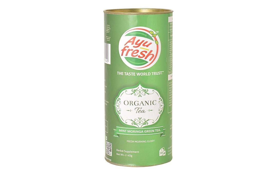 Ayu Fresh Organic Mint Moringa Green Tea   Container  40 grams